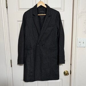 Banana Republic Marled Black Boyfriend Trench Coat